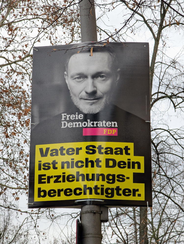 Wahlplakat der FDP, Januar 2025 (Foto: MIZ)